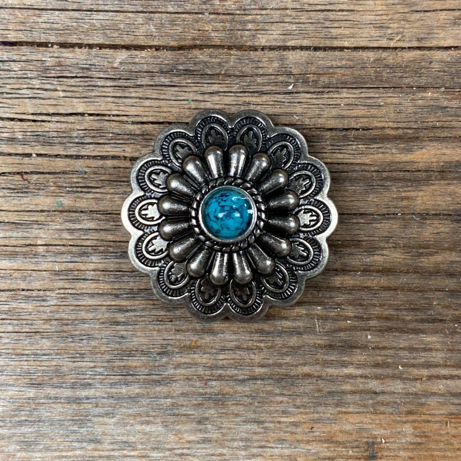 Antique Silver Turquoise Concho 1"  W203S