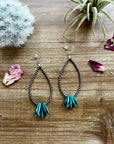 Long teardrop earrings Sterling silver pearls and teardrop turquoise