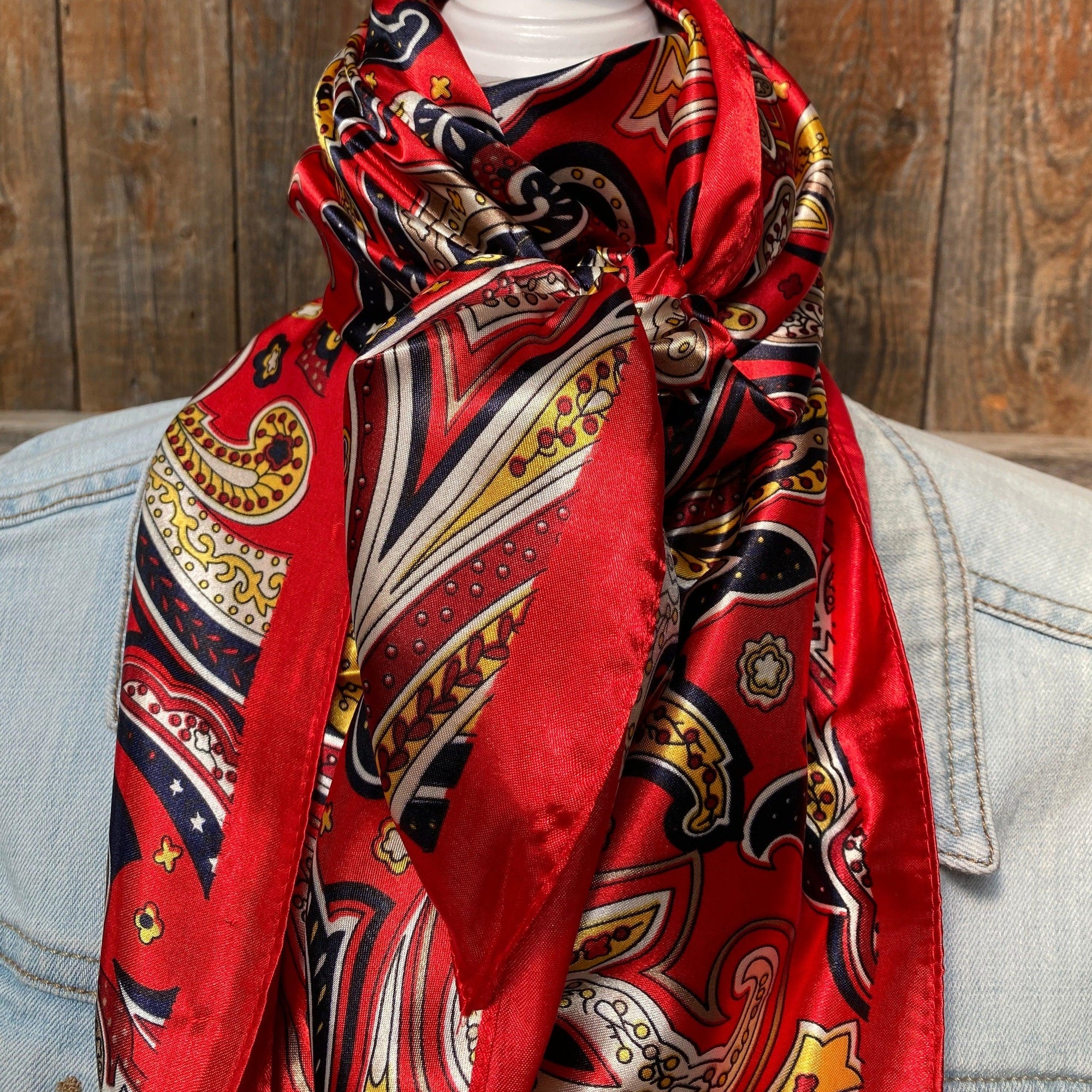 35X35"  Red Hippie Paisley Wild Rag / Scarf WR905