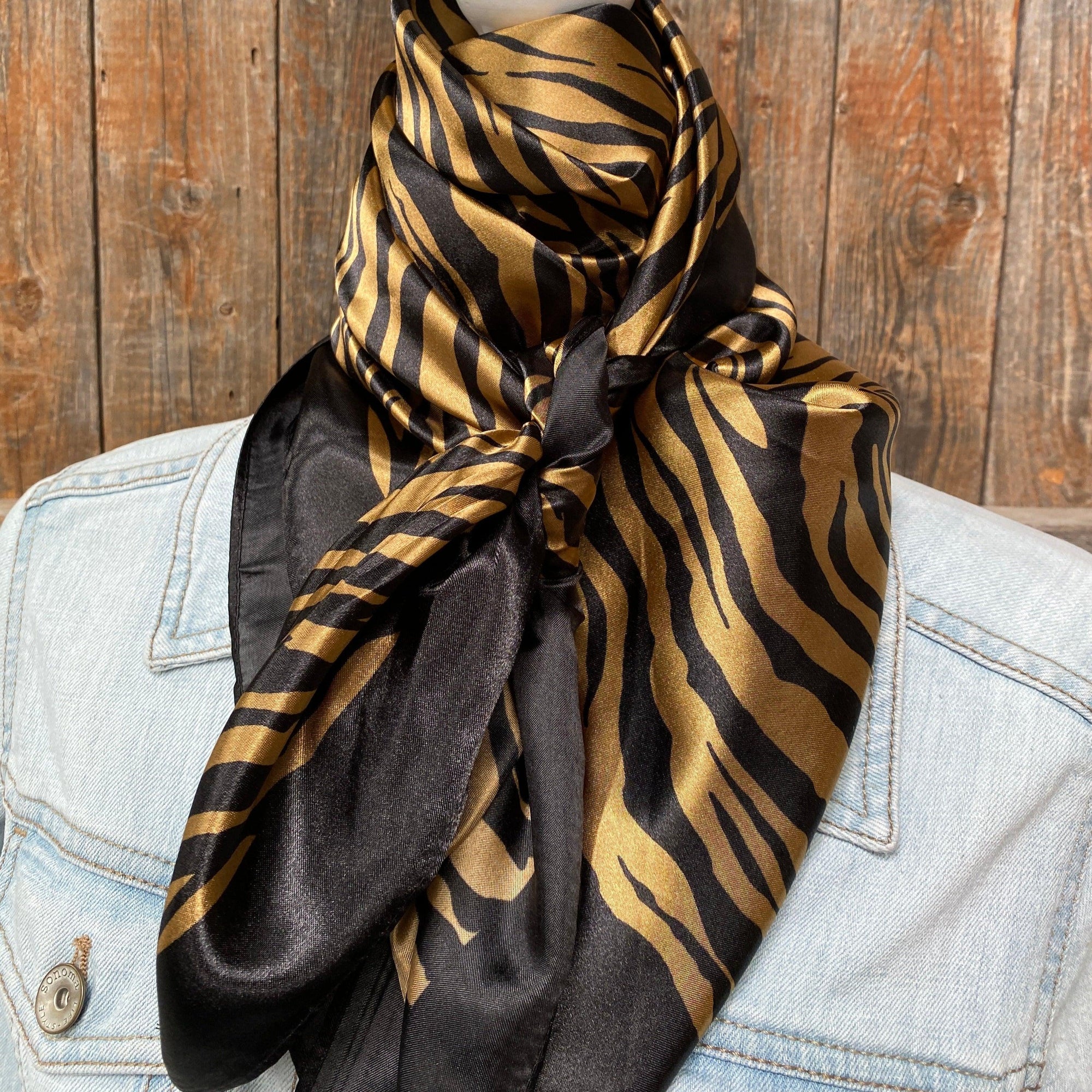 35X35"  Brown Zebra Wild Rag / Scarf WR3376