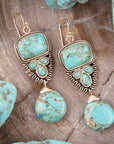 Imara Blue Turquoise and Golden Statement Earrings