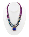 Indigo Blue Agate Pendant Statemen Golden Necklace