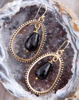 Inline Black Onyx Drop Golden Earrings