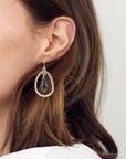 Inline Black Onyx Drop Golden Earrings