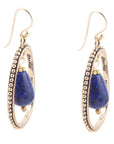 Inline Blue Lapis Drop Golden Earrings