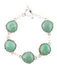 Intricate Green Turquoise and Sterling Silver Toggle Bracelet