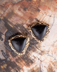 Jacquard Black Onyx Golden Earrings