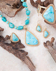 Blue Turquoise Triangle Golden Pendant Necklace