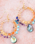 Kaleidoscope Multistone Golden Chandelier Earrings
