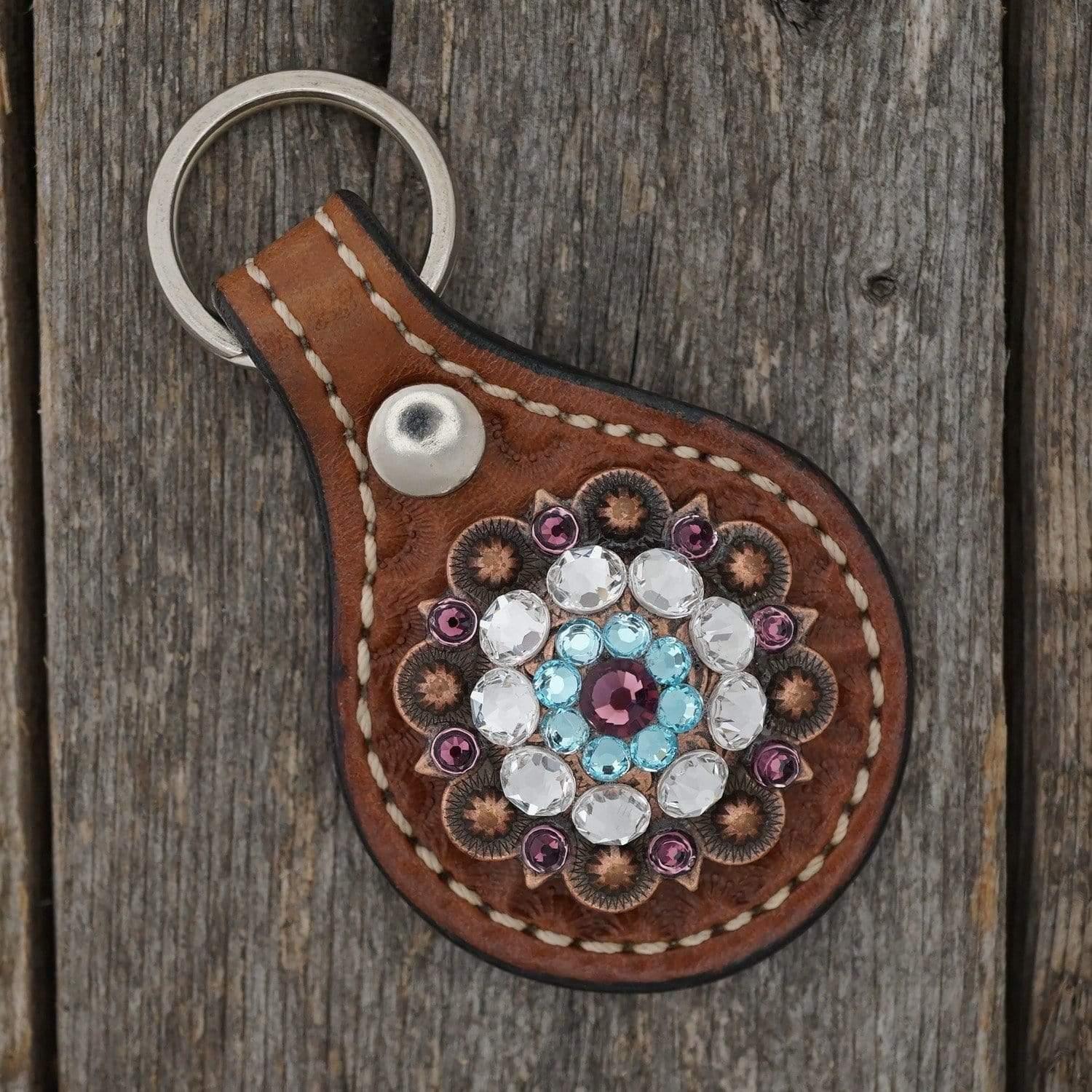 Medium Oil Key Chain with Purple European Crystal Concho