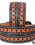 Hilason Hand-Tooled Western Leather Belt – Embossed Pattern with Engraved Buckle