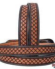 Hilason Hand-Tooled Western Leather Belt – Embossed Pattern with Engraved Buckle