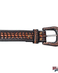 Hilason Hand-Tooled Western Leather Belt – Embossed Pattern with Engraved Buckle