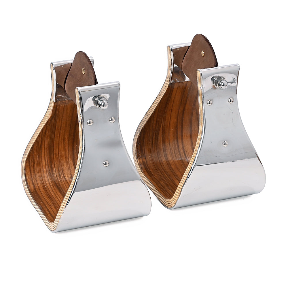 Hilason Premium Western Wooden Stirrups with Polished Metal Frame – Durable &amp; Stylish Riding Tack