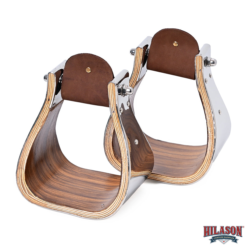 Hilason Premium Western Wooden Stirrups with Polished Metal Frame – Durable &amp; Stylish Riding Tack