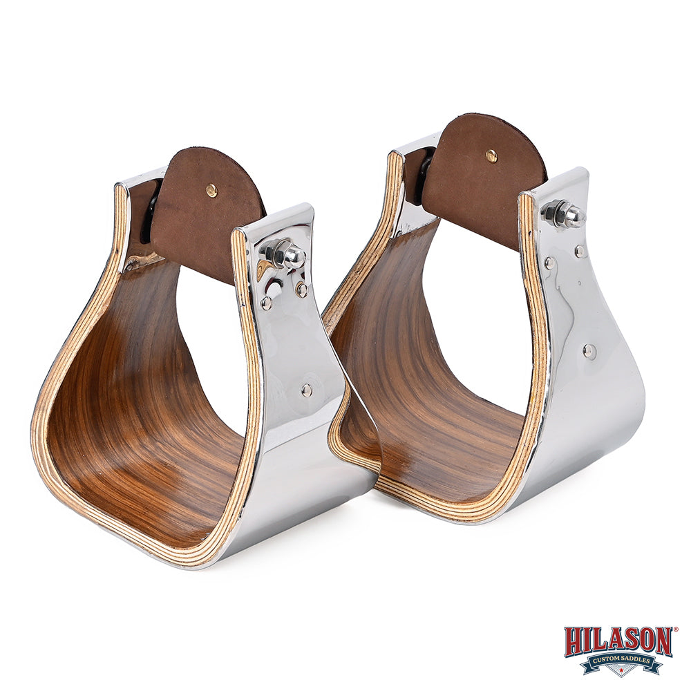 Hilason Premium Western Wooden Stirrups with Polished Metal Frame – Durable &amp; Stylish Riding Tack