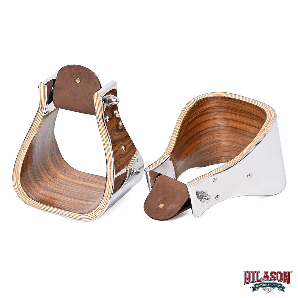 Hilason Premium Western Wooden Stirrups with Polished Metal Frame – Durable &amp; Stylish Riding Tack
