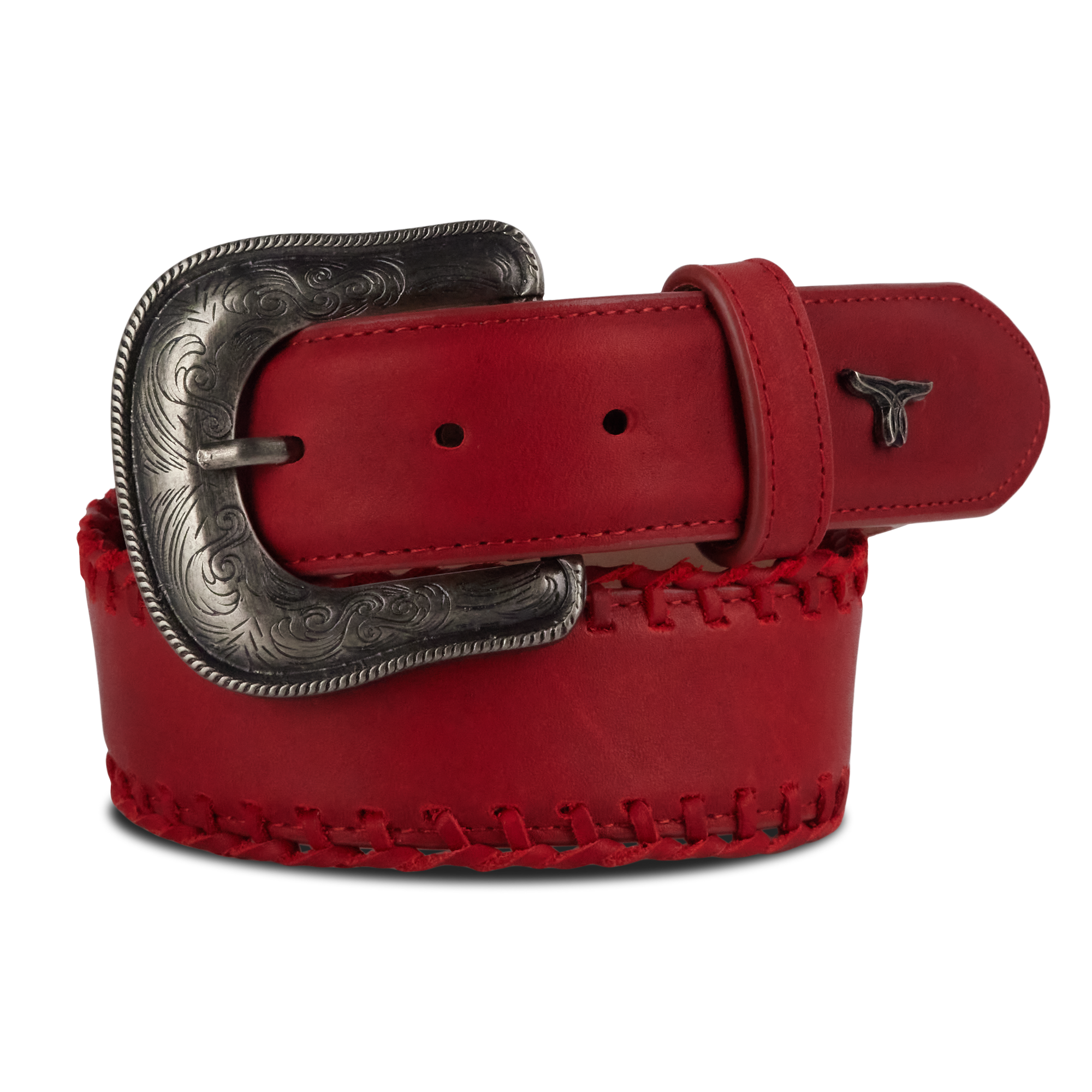 1.5 Woven Laced Belt with Single Buckle - Smoldering Ruby