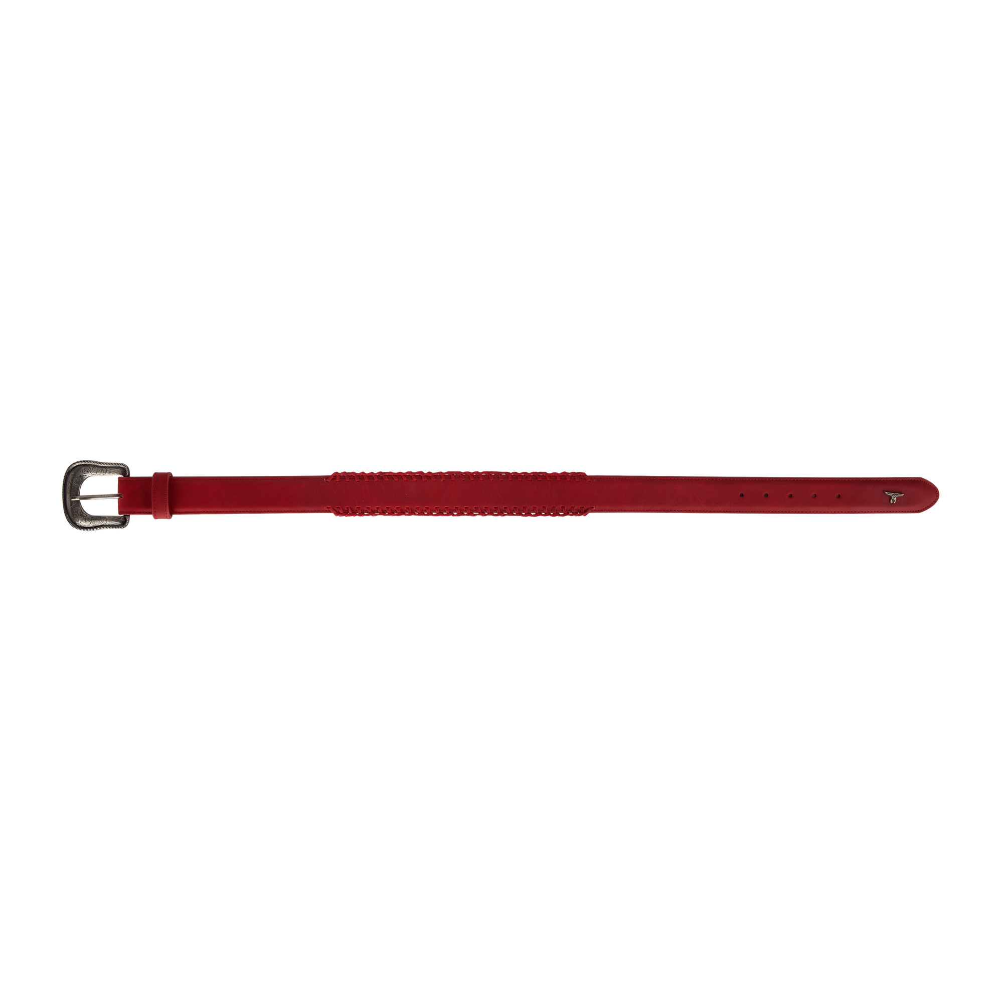 1.5 Woven Laced Belt with Single Buckle - Smoldering Ruby