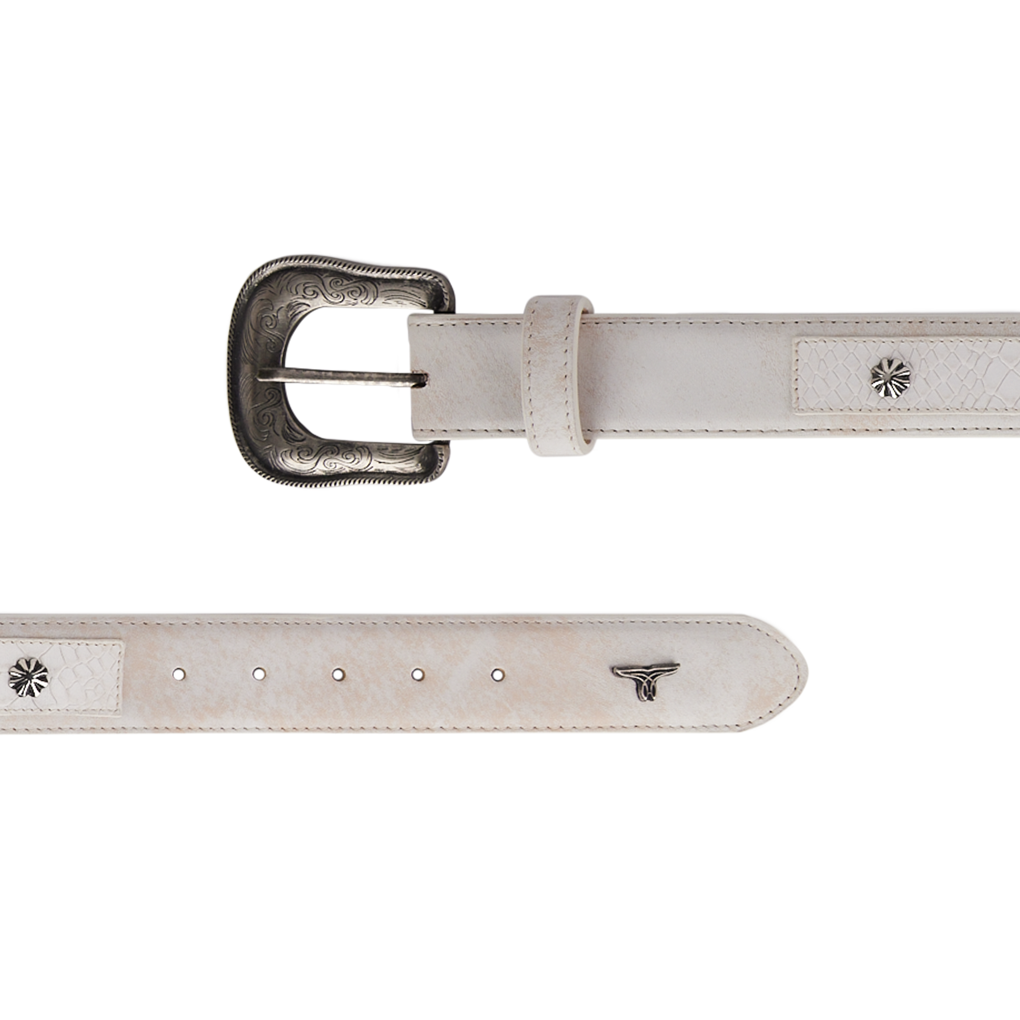 1.5 Overlay Showdown Belt with Conchos and Single Buckle - Ceramic Crackle