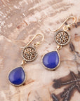 Lace Blue Agate Drop Golden Earrings
