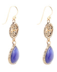 Lace Blue Agate Drop Golden Earrings