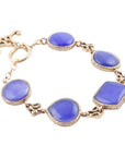 Lace Blue Agate Link Golden Bracelet