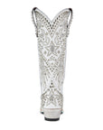 Matte White Western Style Boot For Women With Subtle Celestial Inspired Elements