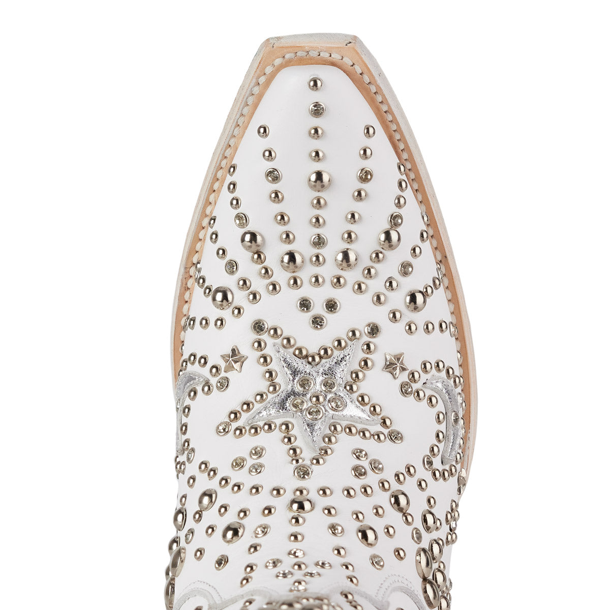 Matte White Western Style Boot For Women With Subtle Celestial Inspired Elements