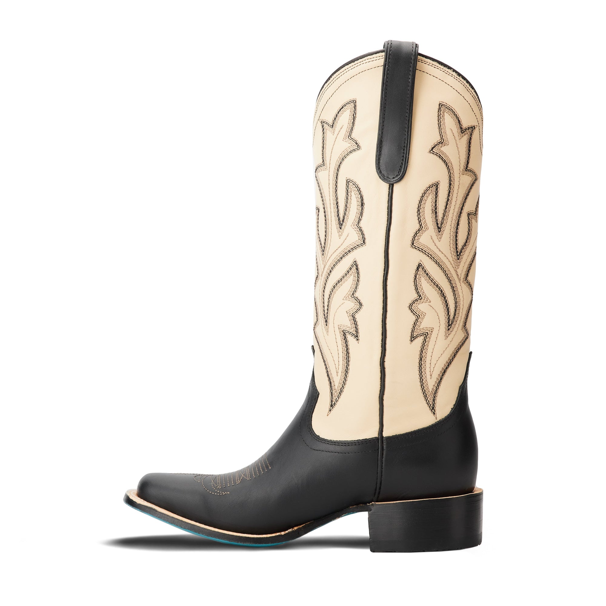 Classic Square Boot - Jet Black and Pale Ivory
