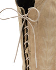 Latte Suede Over The Knee Boot Featuring Contoured Corseted Silhouette And Comfort