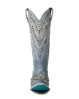 Washed Denim Western-Inspired Boot With Glam Rock Attitude For Modern Wardrobe Capsule