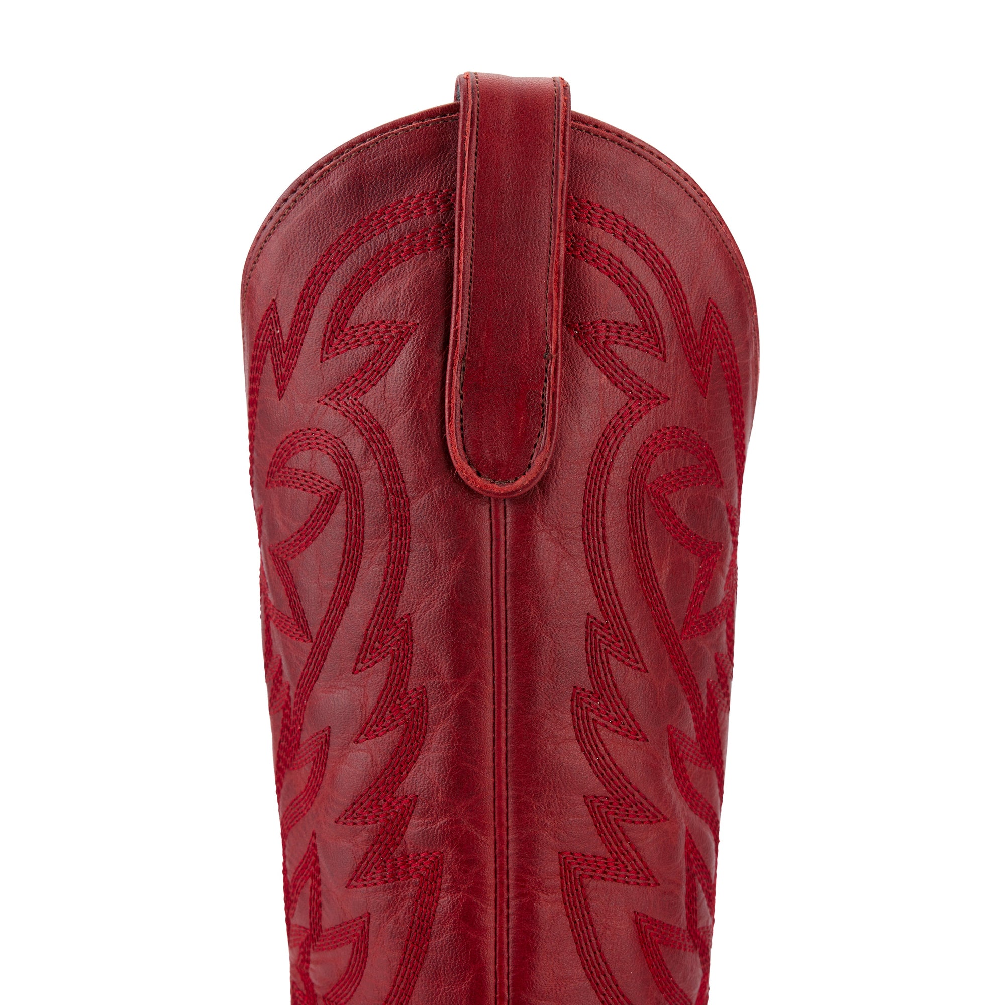 Smoldering Ruby Snip Toe Cowgirl Boot With Cosmic Starburst Embroidered Detailing