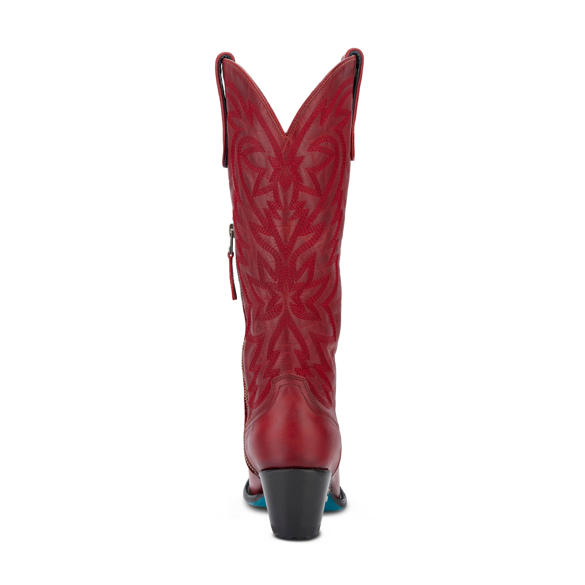 Smoldering Ruby Snip Toe Cowgirl Boot With Cosmic Starburst Embroidered Detailing