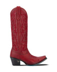 Smoldering Ruby Snip Toe Cowgirl Boot With Cosmic Starburst Embroidered Detailing