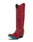 Smoldering Ruby Snip Toe Cowgirl Boot With Cosmic Starburst Embroidered Detailing