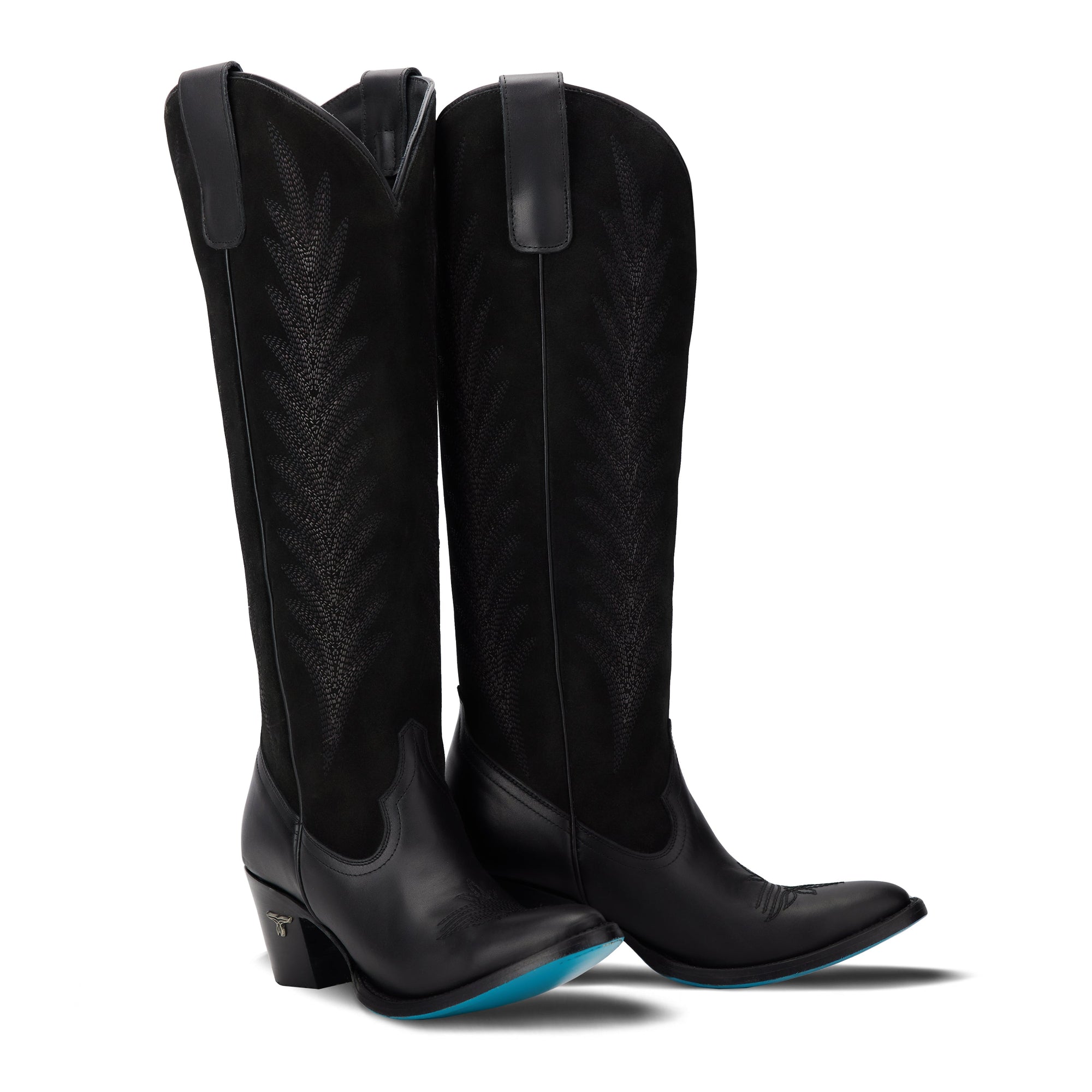 Jentry Knee High Boot - Jet Black &amp; Soft Black Suede