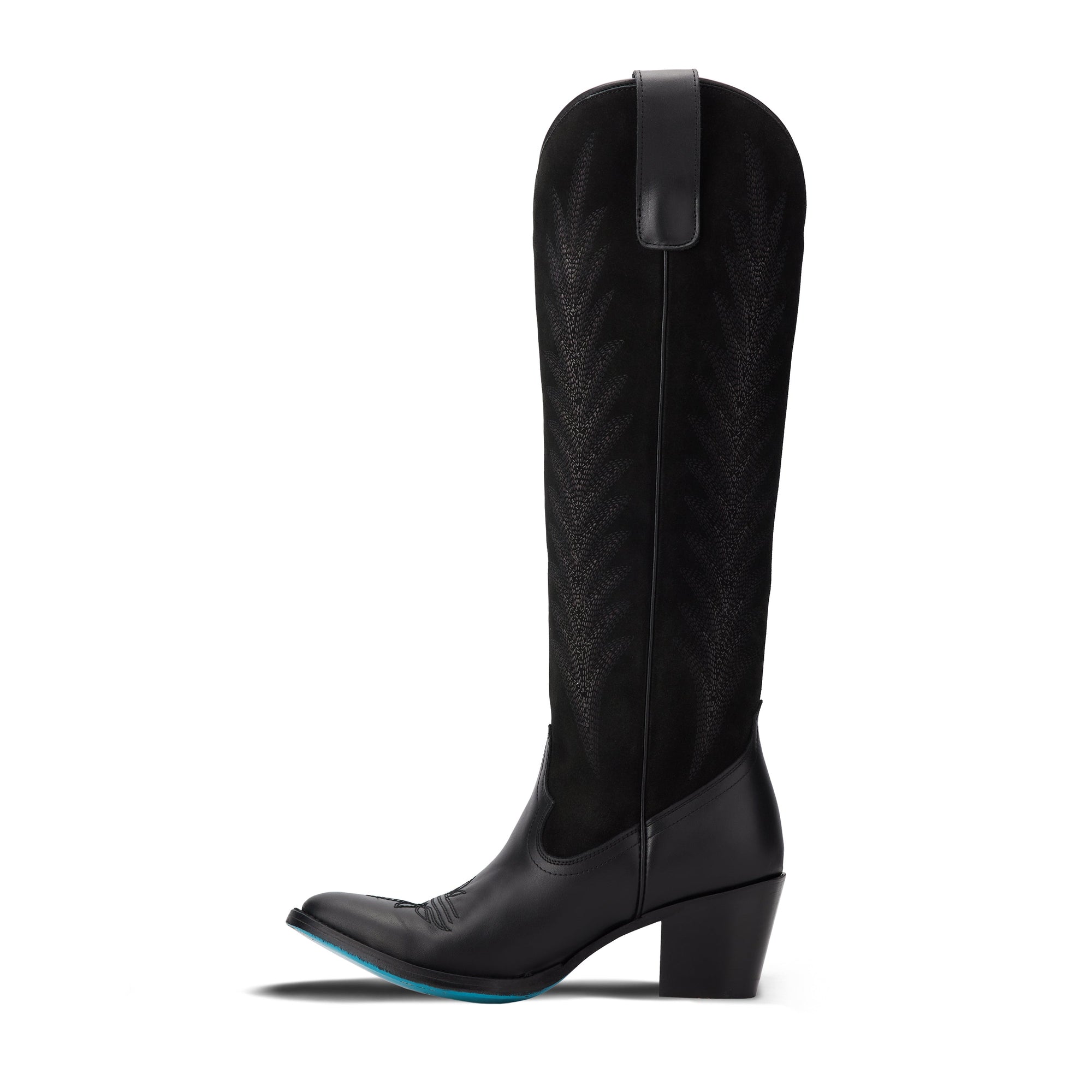 Jentry Knee High Boot - Jet Black &amp; Soft Black Suede