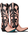 Jolene Exotic Boot - Blush Ostrich & Jet Black