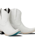 Matte White Western Bootie With Rodeo Inspired Silhouette And Everyday Versatility