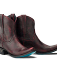 Western Snip Toe Cowgirl Bootie In Black Cherry