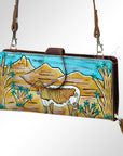 American Darling Wristlet Bag, Hand-Painted Genuine Leather, Western Vegetable Tanned Full Grain Leather Wallet Bag