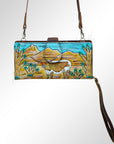 American Darling Wristlet Bag, Hand-Painted Genuine Leather, Western Vegetable Tanned Full Grain Leather Wallet Bag
