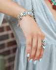 Legacy Blue Turquoise and Dalmatian Jasper Golden Bracelet