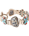 Legacy Blue Turquoise and Dalmatian Jasper Golden Bracelet