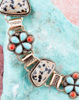 Legacy Blue Turquoise and Dalmatian Jasper Golden Bracelet
