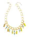 Lime Green Jasper Charm Golden Necklace