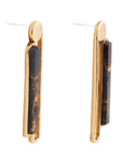 Linear Black and Gold Shungite Matrix and Golden Bronze Earrings