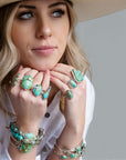 Linear Triple Stone Blue Turquoise and Sterling Silver Ring