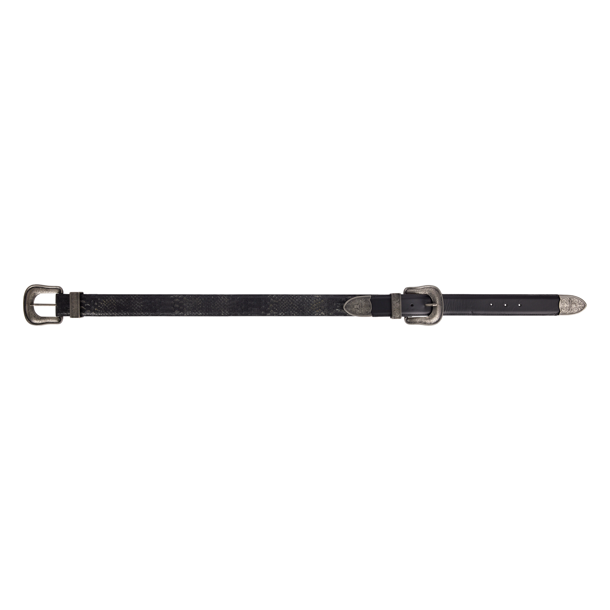 1.5 Belt with Double Buckle - Rattle Black